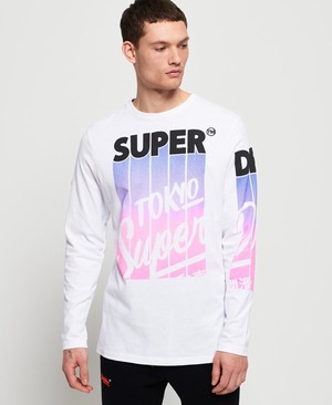 Superdry Ticket Type Infill Hosszú Ujjú Férfi Pólók Fehér | JPCLM6831